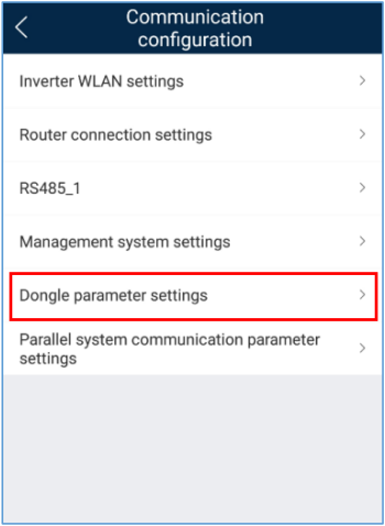 Dongle parameter settings