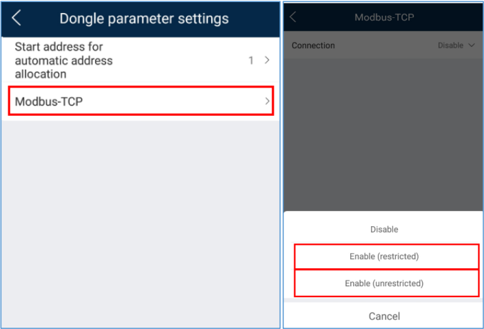 Enable Modbus-TCP
